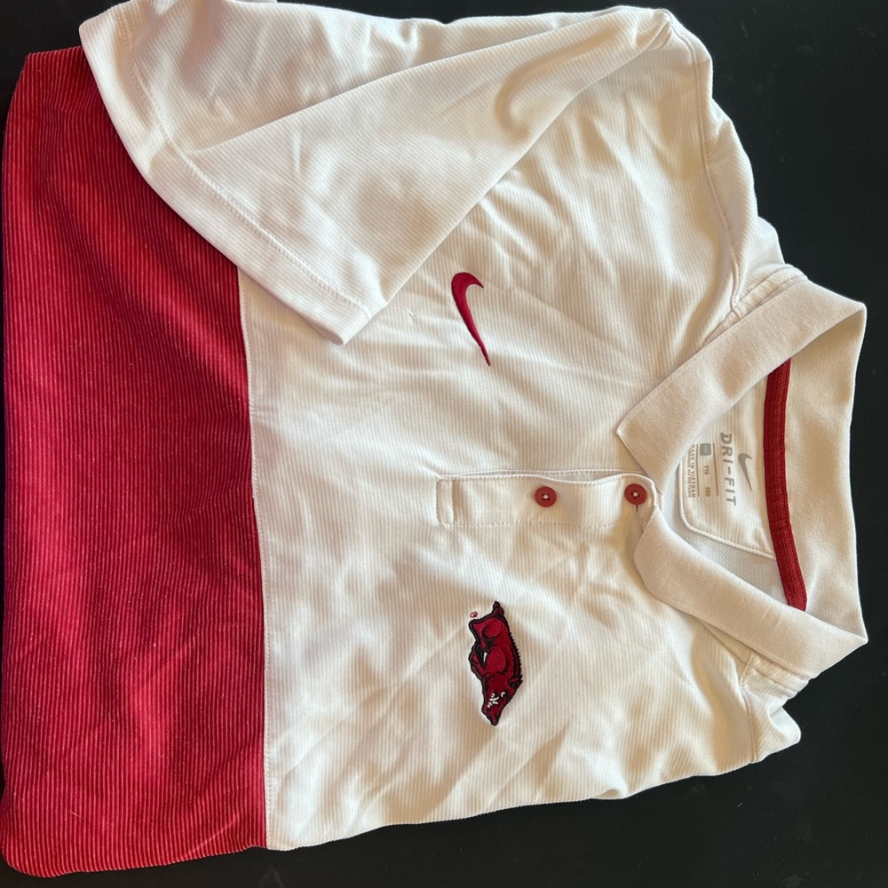 Arkansas Razorbacks Nike Dri-Fit Red and White Polo Shirt